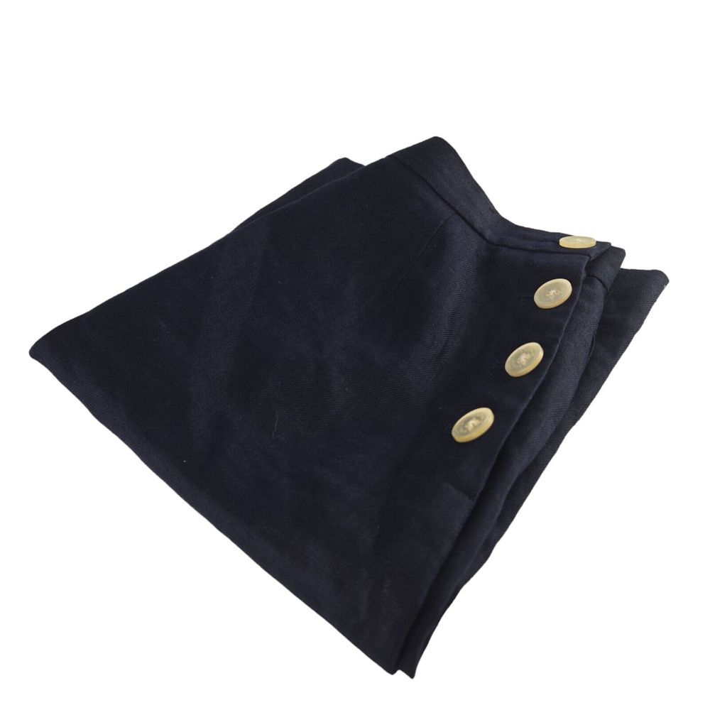Lauren Ralph Lauren Black Linen Skirt with Side Buttons